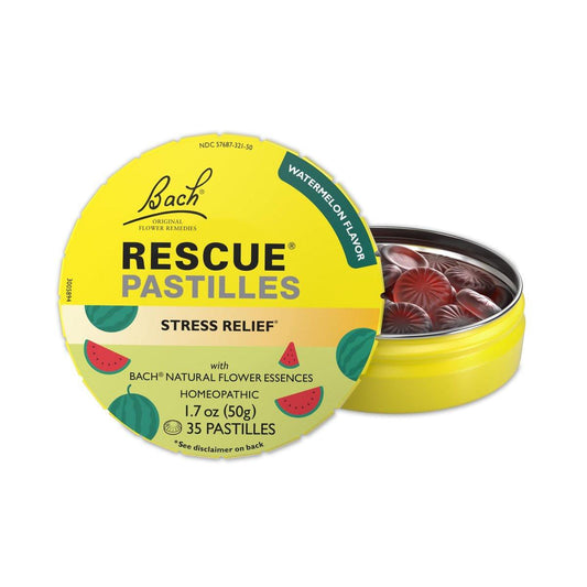 Bach RESCUE PASTILLES Wassermelone Geschmack - Stresslinderung Lutschtabletten, Homöopathische Blütenessenzen, 35 Stück