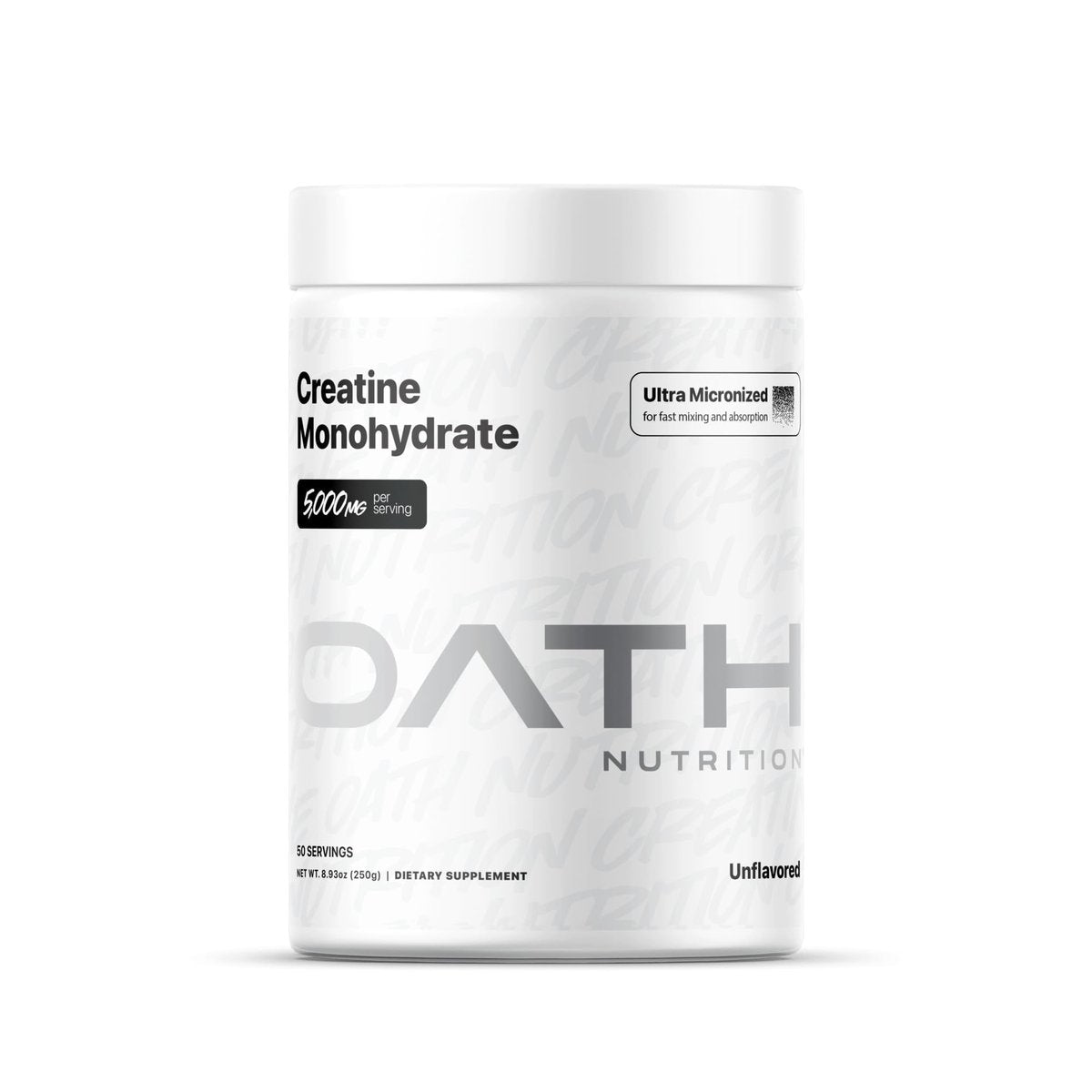 OATH NUTRITION Ultra Micronisiertes Kreatin Monohydrat Pulver, ungesüßt, glutenfrei, nicht gentechnisch verändert, Kreatinpulver für Frauen und Männer, 5.000 g pro Portion, 50 Portionen