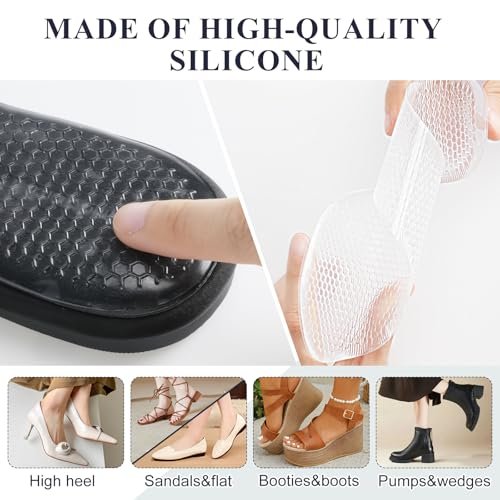 2 Paar High Heel Einlagen für Damen, Selbstklebende Gel-Sandalen-Einlegesohlen, Neue Anti-Rutsch-Polster, 3/4-Länge Schuh-Einlagen, Schmerzlinderung, Stoß- und Schweißabsorption, Klar