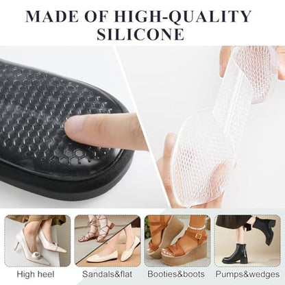 2 Paar High Heel Einlagen für Damen, Selbstklebende Gel-Sandalen-Einlegesohlen, Neue Anti-Rutsch-Polster, 3/4-Länge Schuh-Einlagen, Schmerzlinderung, Stoß- und Schweißabsorption, Klar