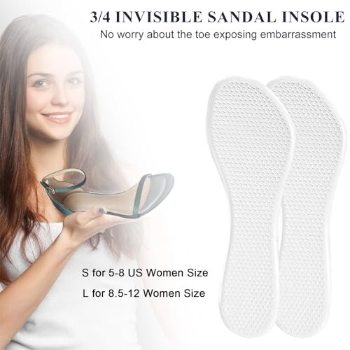 2 Paar High Heel Einlagen für Damen, Selbstklebende Gel-Sandalen-Einlegesohlen, Neue Anti-Rutsch-Polster, 3/4-Länge Schuh-Einlagen, Schmerzlinderung, Stoß- und Schweißabsorption, Klar