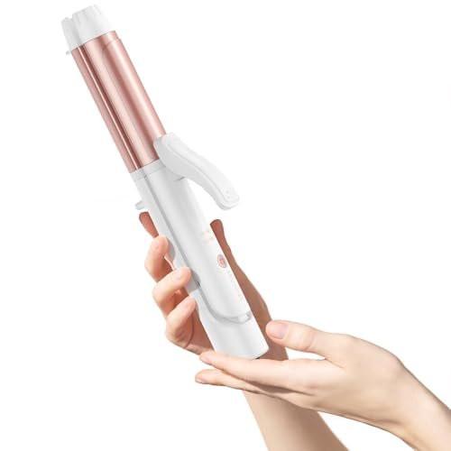 Mooqlizz Dual Voltage Lockenstab, Mini Reisegröße Lockenstab für Europa, 1 1/4 Zoll Keramikplatten Haarglätter mit einstellbarer Temperatur, Europäischer Stecker enthalten