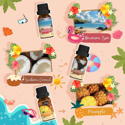 Beach Essential Oils Set – SNOWSEN Duftöl für Diffuser, Kerzenherstellung, Seifenherstellung, Spray – Sonnenstrahl Kokosnuss, Ananas, Meeresbrise, Sunset Cove, Goldener Strand, Hawaiianisches Meer – Tropisches Duftöl (2 Fl Oz, 1er-Pack)