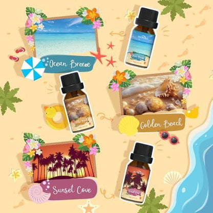 Beach Essential Oils Set – SNOWSEN Duftöl für Diffuser, Kerzenherstellung, Seifenherstellung, Spray – Sonnenstrahl Kokosnuss, Ananas, Meeresbrise, Sunset Cove, Goldener Strand, Hawaiianisches Meer – Tropisches Duftöl (2 Fl Oz, 1er-Pack)