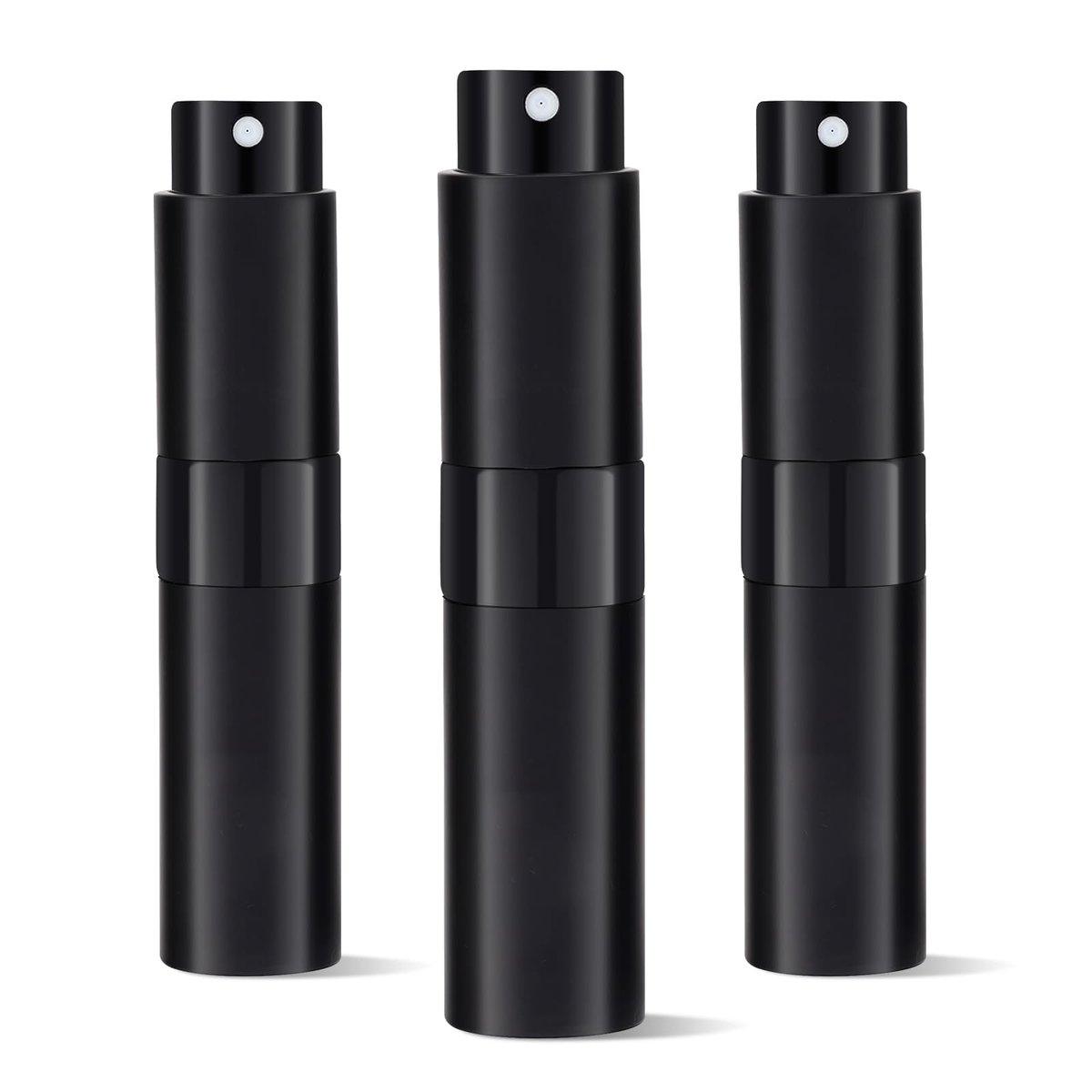 Putmhim 3er-Pack 8ml Cologne Reiseflasche, Parfümzerstäuber, Nachfüllbarer Parfümsprayer, Twist-Up Parfümflasche, Mini Parfümspender (Schwarz)
