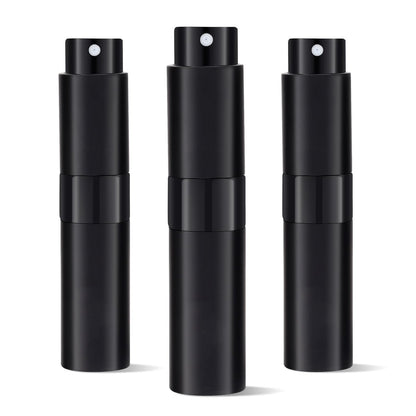 Putmhim 3er-Pack 8ml Cologne Reiseflasche, Parfümzerstäuber, Nachfüllbarer Parfümsprayer, Twist-Up Parfümflasche, Mini Parfümspender (Schwarz)