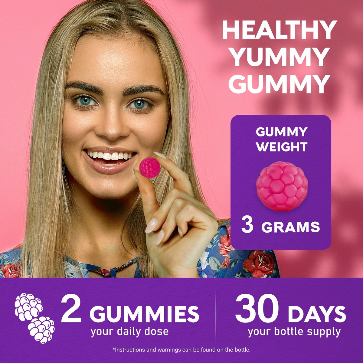 Biotin Gummis mit Kollagen – Haarwachstum, Haut & Nägel – für Frauen & Männer – Biotin 10000mcg | Keratin | Hyaluronsäure | B-Komplex | Brennnessel – Zuckerfrei, gemischte Beeren – 60 Gummis