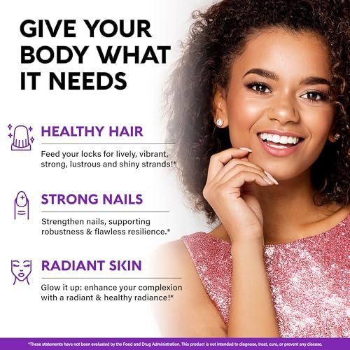 Biotin Gummis mit Kollagen – Haarwachstum, Haut & Nägel – für Frauen & Männer – Biotin 10000mcg | Keratin | Hyaluronsäure | B-Komplex | Brennnessel – Zuckerfrei, gemischte Beeren – 60 Gummis