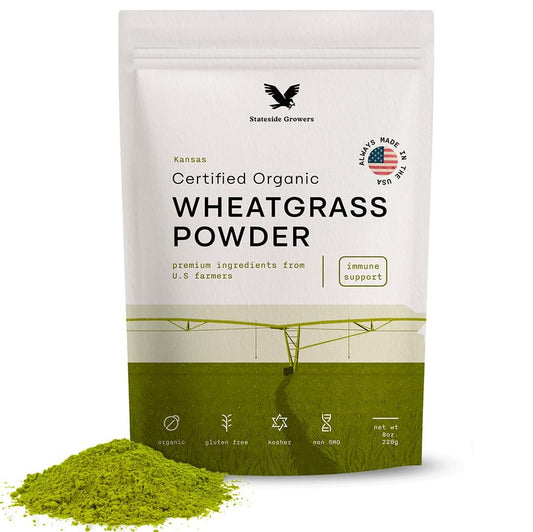 Stateside Growers Bio Weizengraspulver – 100 % Vollblattpulver für Energie, Entgiftung & Immununterstützung – Reich an Immunvitaminen, Ballaststoffen und Mineralien – Vegan, Roh & Glutenfrei (227 g)