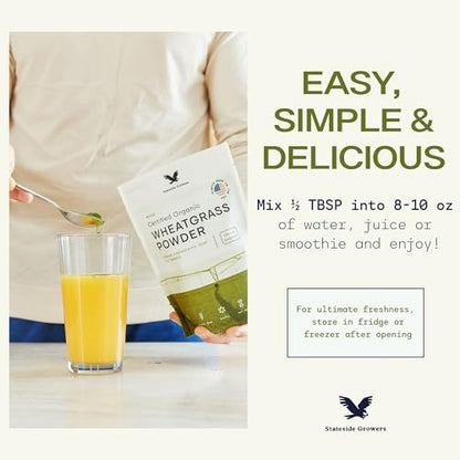 Stateside Growers Bio Weizengraspulver – 100 % Vollblattpulver für Energie, Entgiftung & Immununterstützung – Reich an Immunvitaminen, Ballaststoffen und Mineralien – Vegan, Roh & Glutenfrei (227 g)