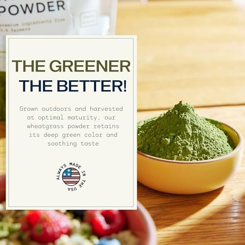Stateside Growers Bio Weizengraspulver – 100 % Vollblattpulver für Energie, Entgiftung & Immununterstützung – Reich an Immunvitaminen, Ballaststoffen und Mineralien – Vegan, Roh & Glutenfrei (227 g)