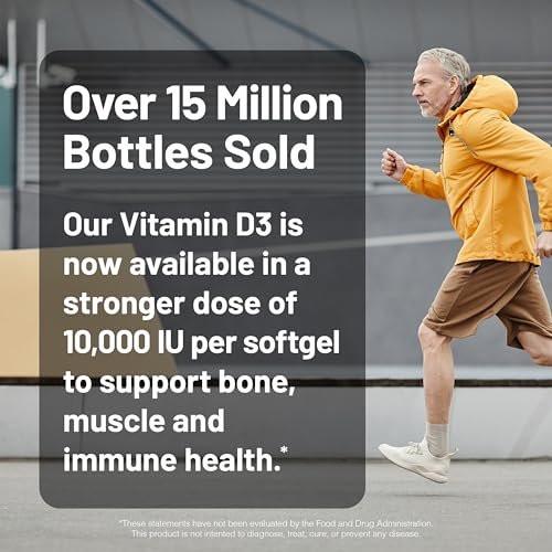 NatureWise Vitamin D3 10.000 IE (250 mcg) – 30-Tage-Versorgung – Hochdosiert für gesunde Immunfunktion und Muskelfunktion – Non-GMO, glutenfrei in Bio-Olivenöl extra vergine (Mini-Weichkapseln), 30 Stück