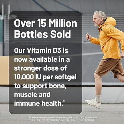 NatureWise Vitamin D3 10.000 IE (250 mcg) – 30-Tage-Versorgung – Hochdosiert für gesunde Immunfunktion und Muskelfunktion – Non-GMO, glutenfrei in Bio-Olivenöl extra vergine (Mini-Weichkapseln), 30 Stück
