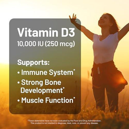 NatureWise Vitamin D3 10.000 IE (250 mcg) – 30-Tage-Versorgung – Hochdosiert für gesunde Immunfunktion und Muskelfunktion – Non-GMO, glutenfrei in Bio-Olivenöl extra vergine (Mini-Weichkapseln), 30 Stück