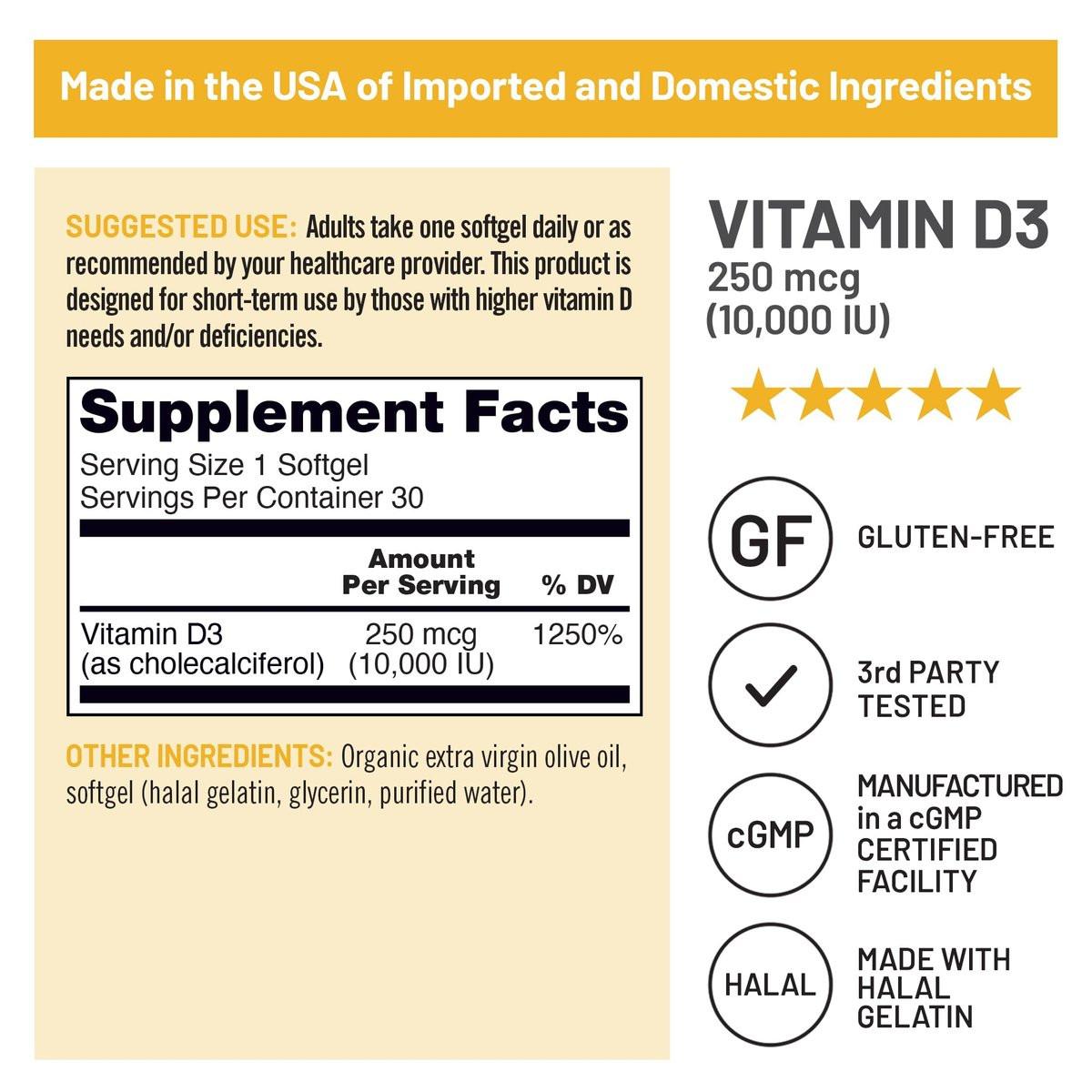 NatureWise Vitamin D3 10.000 IE (250 mcg) – 30-Tage-Versorgung – Hochdosiert für gesunde Immunfunktion und Muskelfunktion – Non-GMO, glutenfrei in Bio-Olivenöl extra vergine (Mini-Weichkapseln), 30 Stück