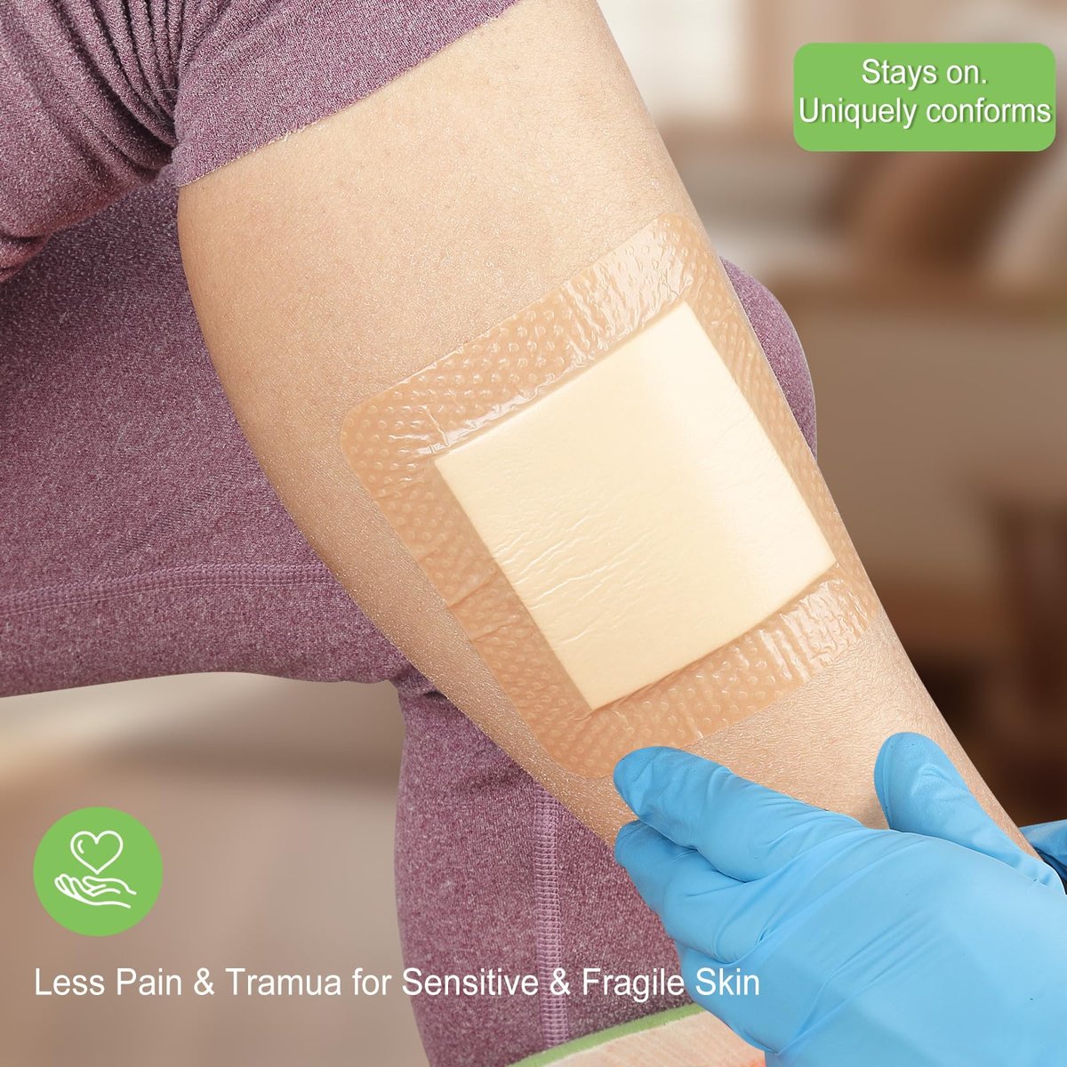 NeuHeils Silikon Super Saugfähiger Wundverband 13x13 cm, 10 Stück, Selbstklebende wasserdichte Bandage mit Ultrasorb-Polymer-Pad für stark exsudierende Wunden