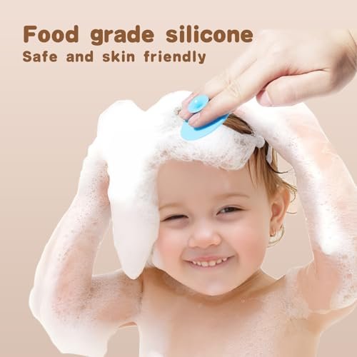 SAMEBUTECO Baby Haarbürsten Set, 3-in-1 Kit, 1 Pack Ziegenhaarbürste, 2 Stück Silikon-Wiegenkappenbürsten, Holzgriff, Neugeborenenbürste für Neugeborene und Kleinkinder