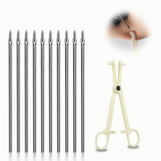 30-teiliges Ohr-Nasen-Piercing-Nadelset, 18G Körperpiercing-Nadeln, sterile Einwegnadeln aus Edelstahl mit Klemme, Piercing-Werkzeug für Ohr, Bauchnabel, Zunge