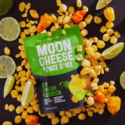 Moon Cheese Space Spice, Sortenpaket, Knuspriger, proteinreicher Käsesnack, Keto-freundlich, 100% echter Käse, Low Carb, glutenfrei, wenig Zucker, 2-Unzen-Beutel (3er-Pack, 1 von jeder Sorte)