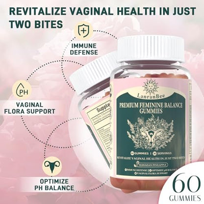 Premium Feminine Balance Gummies – Vaginal Probiotic für die pH-Balance und Gesundheit der Frau – Immununterstützung – Vegan, glutenfrei & halal – Hawaiianische Ananas – 60 Gummis – 30 Portionen