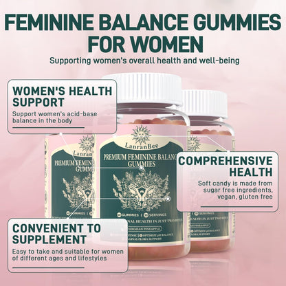 Premium Feminine Balance Gummies – Vaginal Probiotic für die pH-Balance und Gesundheit der Frau – Immununterstützung – Vegan, glutenfrei & halal – Hawaiianische Ananas – 60 Gummis – 30 Portionen