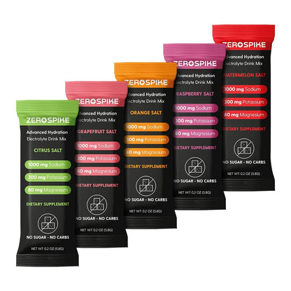 Zerospike No Sugar Electrolytes Powder Packets | Keto & Fasten Salze Getränkepulver | Schlüssel-Hydrations-Nährstoffe für gereinigtes Wasser | Clean, Geschmackspaket, Kalorienfrei | 15 Sticks