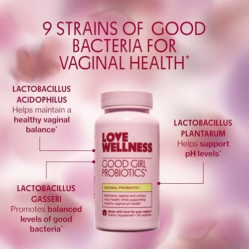 Love Wellness Good Girl Probiotics | Damen Vaginalgesundheit & pH-Balance | 9-Stämme Probiotikum für Harnwege, Hefepilze, Geruch & Immununterstützung | Glutenfrei (30-Tage-Vorrat)