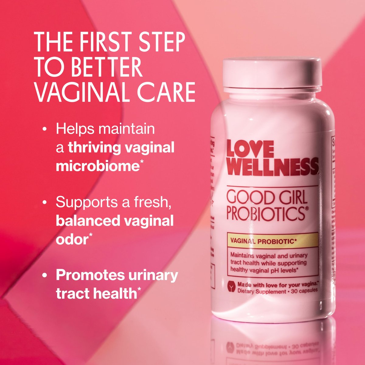 Love Wellness Good Girl Probiotics | Damen Vaginalgesundheit & pH-Balance | 9-Stämme Probiotikum für Harnwege, Hefepilze, Geruch & Immununterstützung | Glutenfrei (30-Tage-Vorrat)