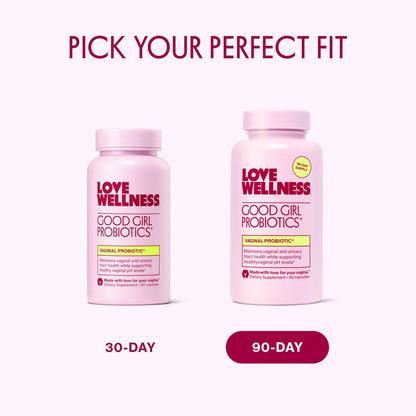 Love Wellness Good Girl Probiotics | Damen Vaginalgesundheit & pH-Balance | 9-Stämme Probiotikum für Harnwege, Hefepilze, Geruch & Immununterstützung | Glutenfrei (30-Tage-Vorrat)