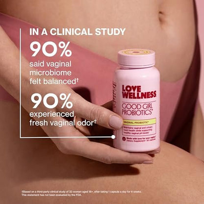 Love Wellness Good Girl Probiotics | Damen Vaginalgesundheit & pH-Balance | 9-Stämme Probiotikum für Harnwege, Hefepilze, Geruch & Immununterstützung | Glutenfrei (30-Tage-Vorrat)