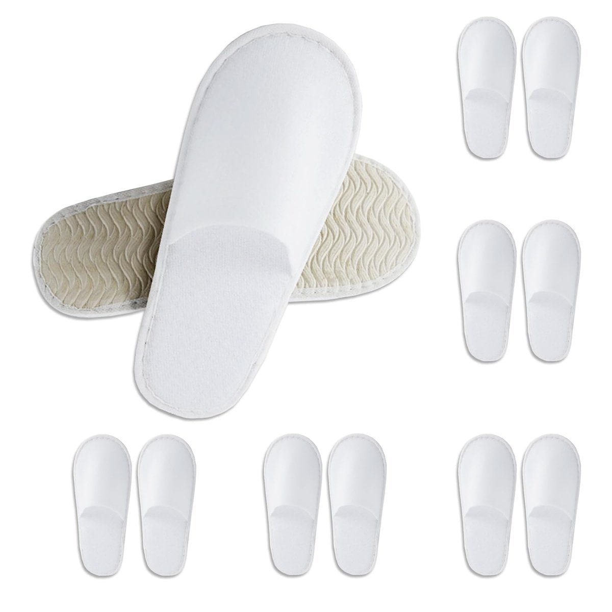 CarryEpic Einweg-Hausschuhe für Gäste, 6 Paar Spa-Hotel-Hausschuhe für schuhloses Zuhause, Bulk Indoor-Hausschuhe für Damen und Herren, Pantuflas Desechables Para Invitados, Weiß