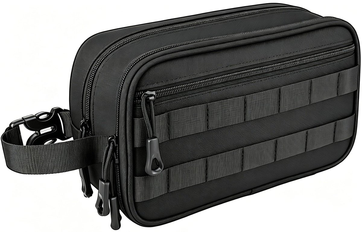 HILOMEN Herren Kulturbeutel, taktisch inspirierte Hygiene-Tasche für Rasur, Bad, Dusche, wasserabweisende Reise-Kulturbeutel