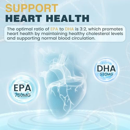 NATURE TARGET Omega 3 Fischöl 2000mg Weichkapseln mit Vitamin D3, E & A – EPA & DHA – Maximale Absorption, Unterstützt Herz-, Gehirn- und Immunsystem, Nicht-GMO, 120 Weichkapseln