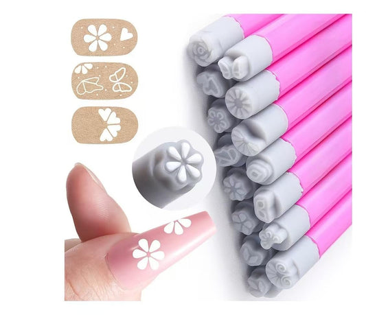 15-teiliges Nagelkunst-Stempel-Set für Frauen – Blumenstempel, Stempel mit verschiedenen Mustern und Dotting-Werkzeuge, DIY-Kit für Nageldesign