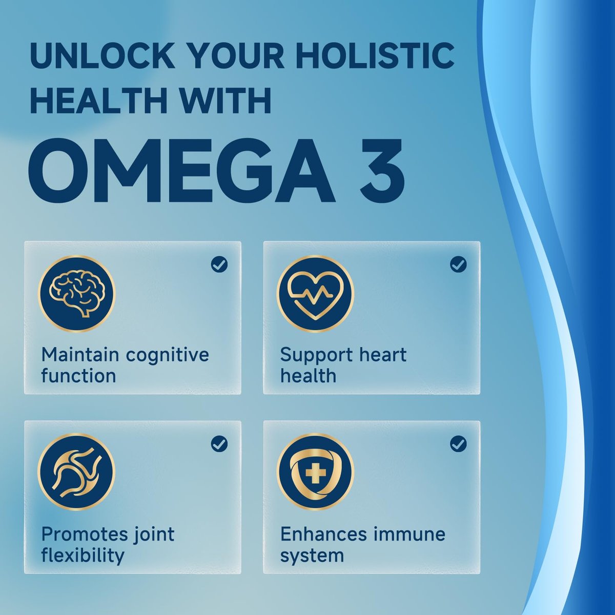 Triple Strength Omega-3 Fischöl 2000 mg mit Vitamin E – Hochpotente EPA-, DHA- und DPA-Fettsäuren – Unterstützt Herz, Gehirn, Augen, Haut und Immunsystem – Non-GMO, 120 Softgel-Kapseln