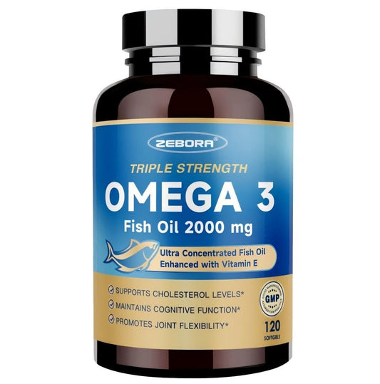 Triple Strength Omega-3 Fischöl 2000 mg mit Vitamin E – Hochpotente EPA-, DHA- und DPA-Fettsäuren – Unterstützt Herz, Gehirn, Augen, Haut und Immunsystem – Non-GMO, 120 Softgel-Kapseln