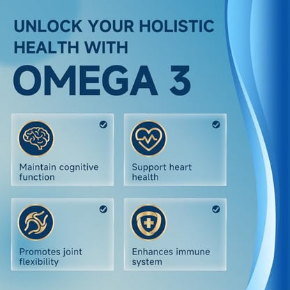 Triple Strength Omega-3 Fischöl 2000 mg mit Vitamin E – Hochpotente EPA-, DHA- und DPA-Fettsäuren – Unterstützt Herz, Gehirn, Augen, Haut und Immunsystem – Non-GMO, 120 Softgel-Kapseln