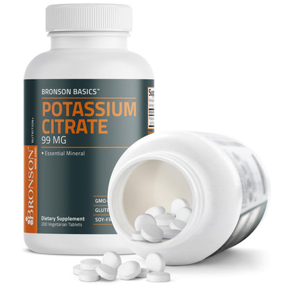 Bronson Kaliumcitrat 99 mg – essentielles Mineral, Non-GMO, 200 vegetarische Tabletten