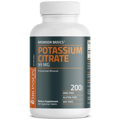 Bronson Kaliumcitrat 99 mg – essentielles Mineral, Non-GMO, 200 vegetarische Tabletten