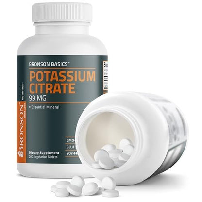 Bronson Kaliumcitrat 99 mg – essentielles Mineral, Non-GMO, 200 vegetarische Tabletten