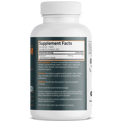Bronson Kaliumcitrat 99 mg – essentielles Mineral, Non-GMO, 200 vegetarische Tabletten