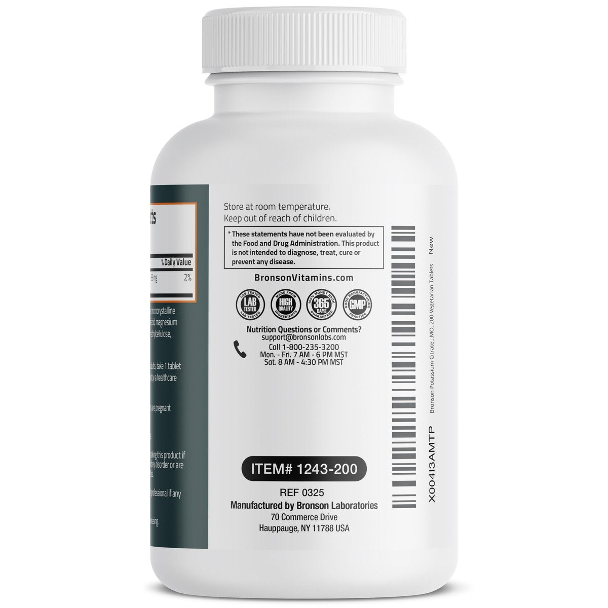 Bronson Kaliumcitrat 99 mg – essentielles Mineral, Non-GMO, 200 vegetarische Tabletten