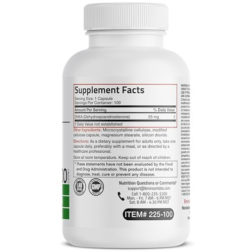 Bronson DHEA 25 mg Einmal täglich Formel, 100 Kapseln