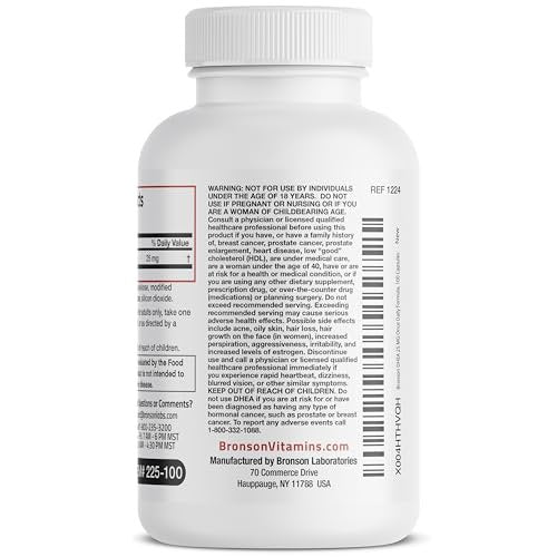 Bronson DHEA 25 mg Einmal täglich Formel, 100 Kapseln
