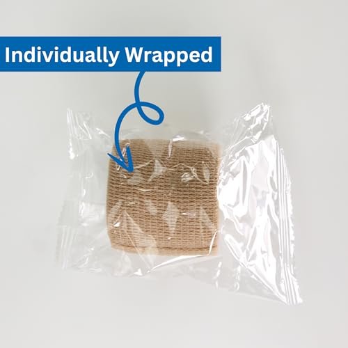 Frontline 24er Pack Selbstklebender Verband 5 cm x 4,5 m - Elastische Kohäsivbinde für Sport, Tattoo, Erste Hilfe (Hautfarben)