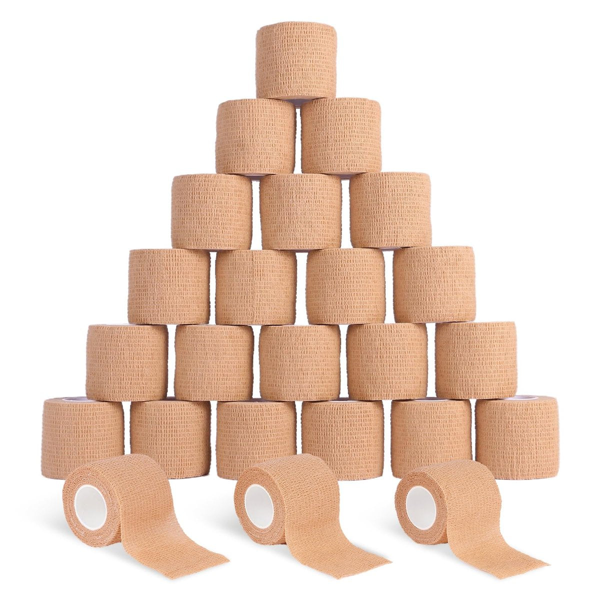 Frontline 24er Pack Selbstklebender Verband 5 cm x 4,5 m - Elastische Kohäsivbinde für Sport, Tattoo, Erste Hilfe (Hautfarben)