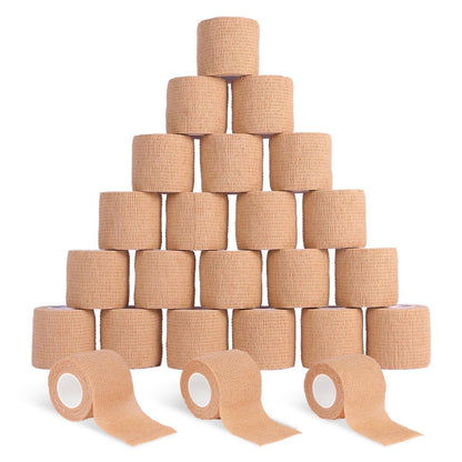 Frontline 24er Pack Selbstklebender Verband 5 cm x 4,5 m - Elastische Kohäsivbinde für Sport, Tattoo, Erste Hilfe (Hautfarben)