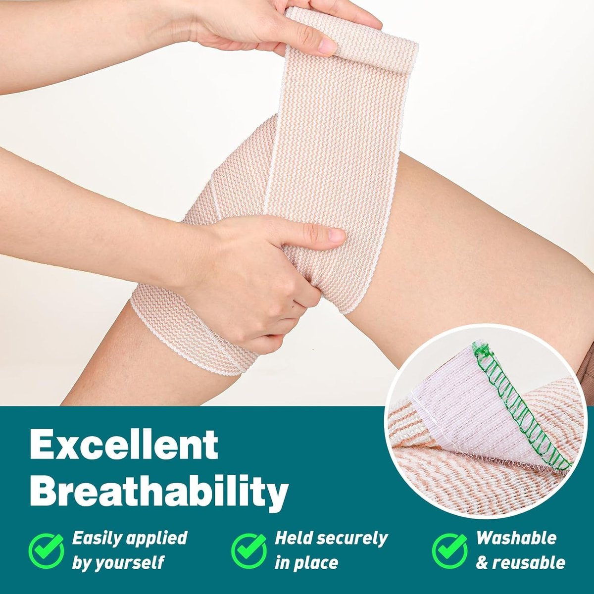 AZEN Premium 10er-Pack elastische Binde 4 Zoll, Kompressionsbinde für Beine, Lymphödem-Wickel für Beine, Knöchel, Knie, Bauch, Körper