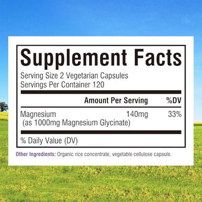 Innate Vitality Magnesium Glycinat 1000 mg pro Portion | 140 mg elementares Magnesium – hochabsorbierend, nicht gepuffert, Non-GMO & glutenfrei – für Nerven-, Knochen- und Herzgesundheit – 240 Kapseln