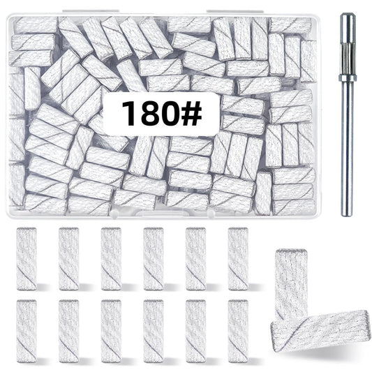 100 Stück 180er Körnung Weiße Mini Schleifbänder für Nagelbohrer, Extreme Feine Körnung, Aufsätze für Acryl-Nägel, 3,1 mm Schaft